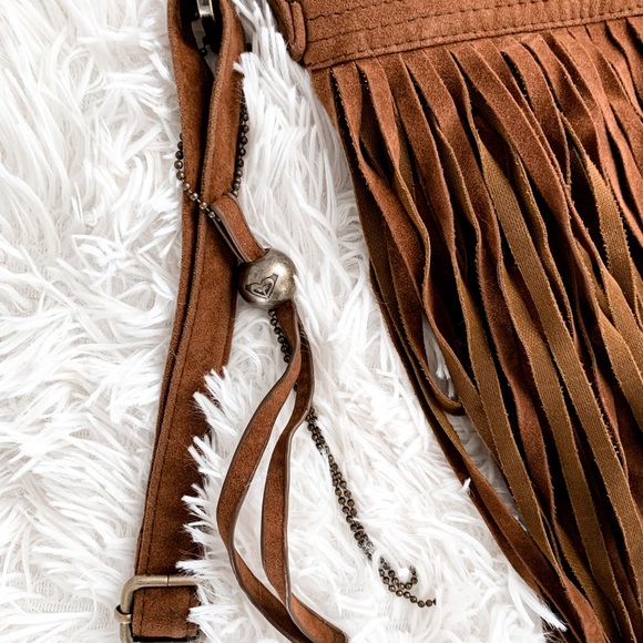 Roxy Boho Faux Brown Leather Fringe Tassel Purse - Picture 2 of 10